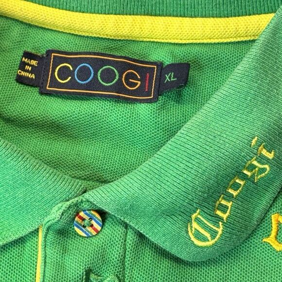 Vintage COOGI Sz XL Polo Shirt Y2K 90s Retro Embroidered Logo All Over Green - Picture 9 of 15